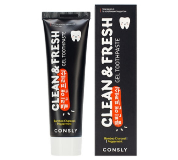 Consly Clean&fresh bamboo charcoal&peppermint gel toothpaste гелевая зубная паста с бамбуковым углем и перечной мятой 105г