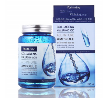 Farm Stay all In one collagen and hyaluronic ampoule сыворотка с гиалуроновой кислотой и коллагеном 250ml