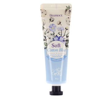 Deoproce soft cotton blue perfumed hand cream парфюмированный крем для рук 50г