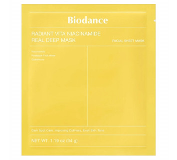 Biodance Radiant vita niacinamide real deep гидрогелевая маска с ниацинамидом для сияния кожи