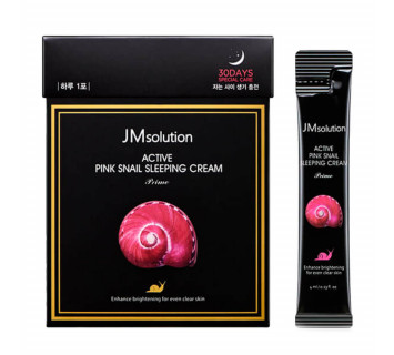 JMsolution Active pink snail sleeping cream prime обновляющая ночная маска с муцином улитки 4мл